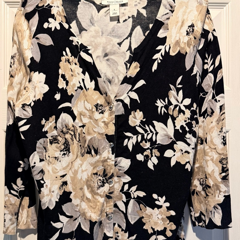 White House Black Market Floral Knit Top
